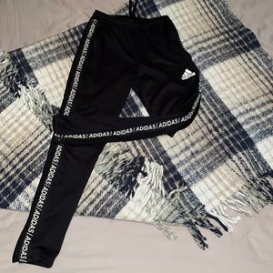 Adidas, Adult XS, Black Joggers, with adjustable Drawstring.